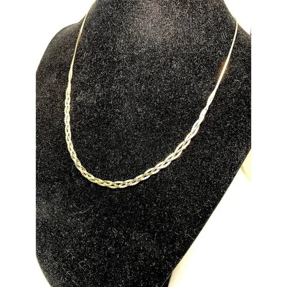 Woven Necklace 14k Yellow Gold 4.1 Grams 16'' Italy Women's Estate Jewel… Necklaces